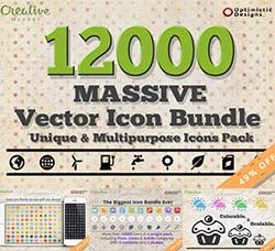 12000个常用矢量图标(包括PS形状工具预设)：12000 Massive Vector Icons Bundle